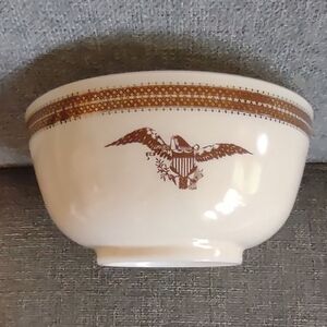 Pyrex Cream and Brown Serveware Bowl with Geometric Design
